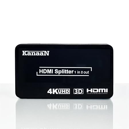 KanaaN HDMI Splitter 4K, HDMI 1x2 Splitter Switch UHD UHD-TV, 3D-Fähig, 1x HDMI-Eingang auf 2x HDMI Ausgänge | HDMI 4K Splitt