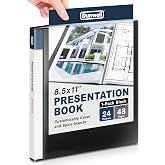 Dunwell Presentation Binder 24-Pocket, 8.5x11 Portfolio Book, Black | Displays 48 Pages, Clear Plastic Sleeves, Organizer for Documents, Certificates, Kids Artwork, Acid-Free Archival Safe