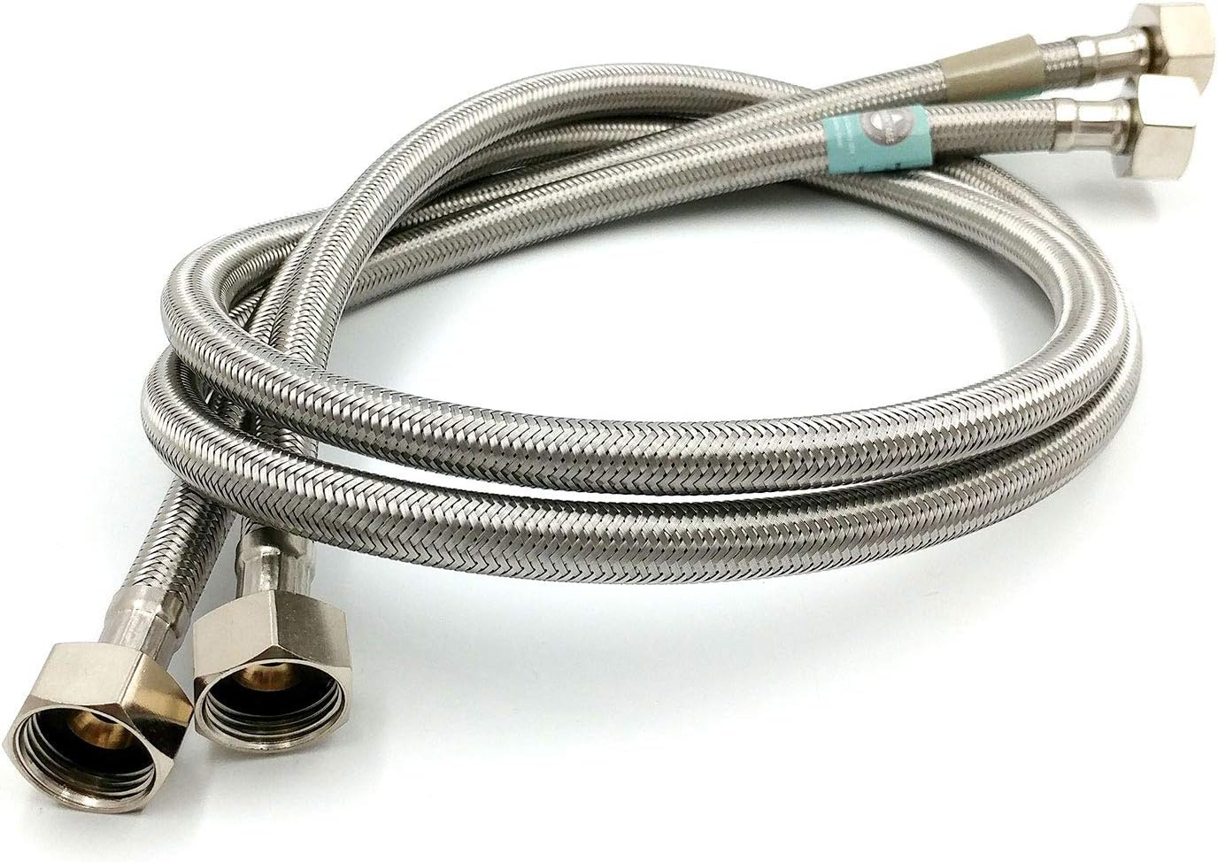 Xcel Home 2 (Pair of) 1/2" x 1/2" BSP (900 mm) Flexible Tap Connector, Silver, 900mm