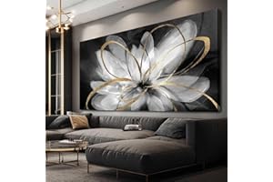 Large Black Art Gold Wall Decor Floral Paintings Posters & Prints Abstract Line Modern Art Wall Decor for Living Room Bedroom