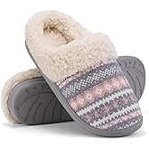 Evshine Warm Knit House Slippers for Women Comfy Wool-Like Lined Chenille Slippers with Memory Foam and Indoor Outdoor Soles