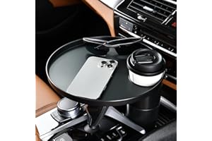 FLORICH Car Tray and Cup Holders, 360° Rotating Car Desk for Laptop, Upgraded Steering Wheel Tray, Car Food Tray Table for Eating, Automatic Center Console Cup Holder Universal Fit