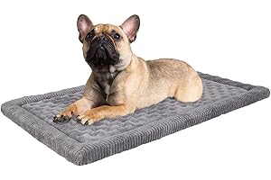 PAGGED Dog Crate Pad 30x19 inch Gray Memory Foam Dog Bed Mat Small Medium Grey Washable Puppy Sleeping Bed Anti Slip