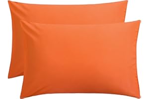 FLXXIE 2 Pack Microfiber Pillowcases, Envelope Closure, Ultra Soft and Premium Quality, 20" x 30" (Orange, Queen)