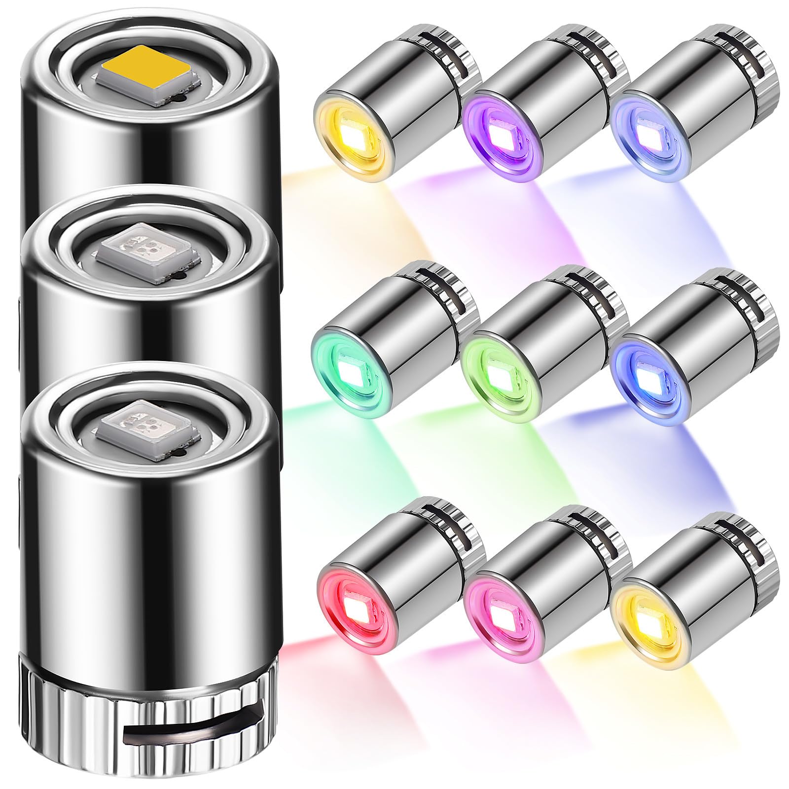 TOYANDONA 24 Pcs Miniature Led Lights - Tiny Battery Powered Lighting with 12 Warm & 12 Rainbow Light, Mini Colorful Dollhouse Miniature Lamps for Micro Crafts Lighting, Party Decorations (silver)