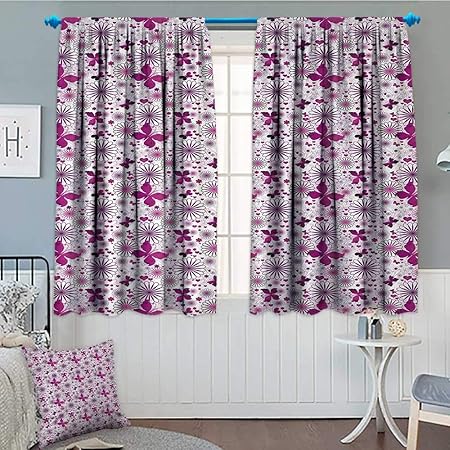 Anniutwo Purple Room Darkening Curtains Amorous Butterflies Hearts