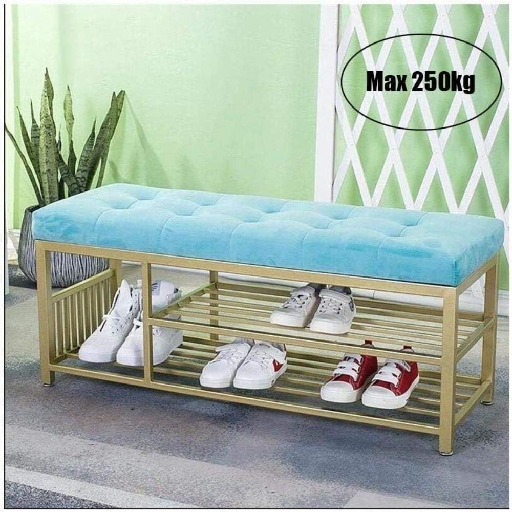 THBEIBEI Storage Benches Nordic Foyer Shoe Rack Iron Art Hallway Shoe Bench Storage Bench Boots Frame Shoes Storage Organizer Upholstered seat Footstool Living Room Bedroom Bed End Stool