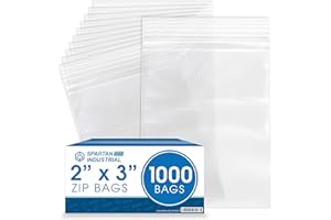 Spartan Industrial - 2” X 3” (1000 Count) 2 Mil Clear Reclosable Zip Plastic Poly Bags with Resealable Lock Seal Zipper