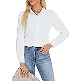 JTD Women's Button Down Shirts Long Sleeve Collared Blouses Wrinkle-Free Work Office Casual Chiffon Top