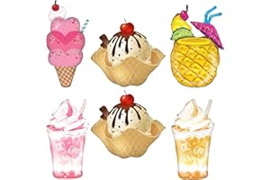 Mutpne Summer Ice Cream and Drinks Foil Balloons, 6 Pcs, Mylar, Birthday and Pool Party Decorations