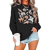OUNAR Witch Shirts For Women Spooky Season Sweatshirt Oversized Halloween Crewneck Long Sleeve Vintage Fall Pullover Tops