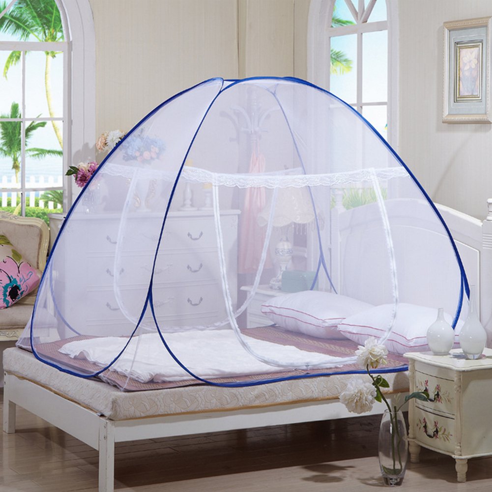 Mosquito Nets, 2 Doors Outdoor Mongolian Yurt Dome Net Free Installation and Folding Nets, Prevent Insect, ensure air flow Pop Up Tent Curtains for Beds Bedroom, Mosquito Net Bed for Indoor and Outdoor Use (120*190*160cm/47.2*74.8*62.9inches-L*W*H)
