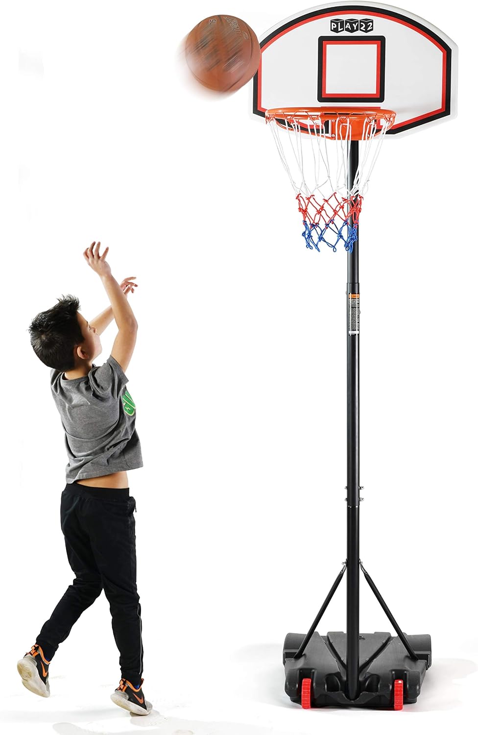 Play22 Kids Adjustable Basketball Hoop Height 5 - 7 FT - Portable Basketball Hoop for Kids Teenagers Youth and Adults With Stand & Backboard Wheels Fillable Base - Basketball Goals Indoor Outdoor Play: Sports & Outdoors