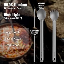 OUTXE Titanium Long Handle Spork and