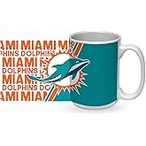 Rico Industries NFL Football Miami Dolphins 15 oz White Ceramic Coffee Mug