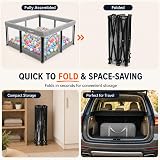 Colpart Foldable Playpen with Mat 50x50 in Grey Portable Safe Baby Yard view 7