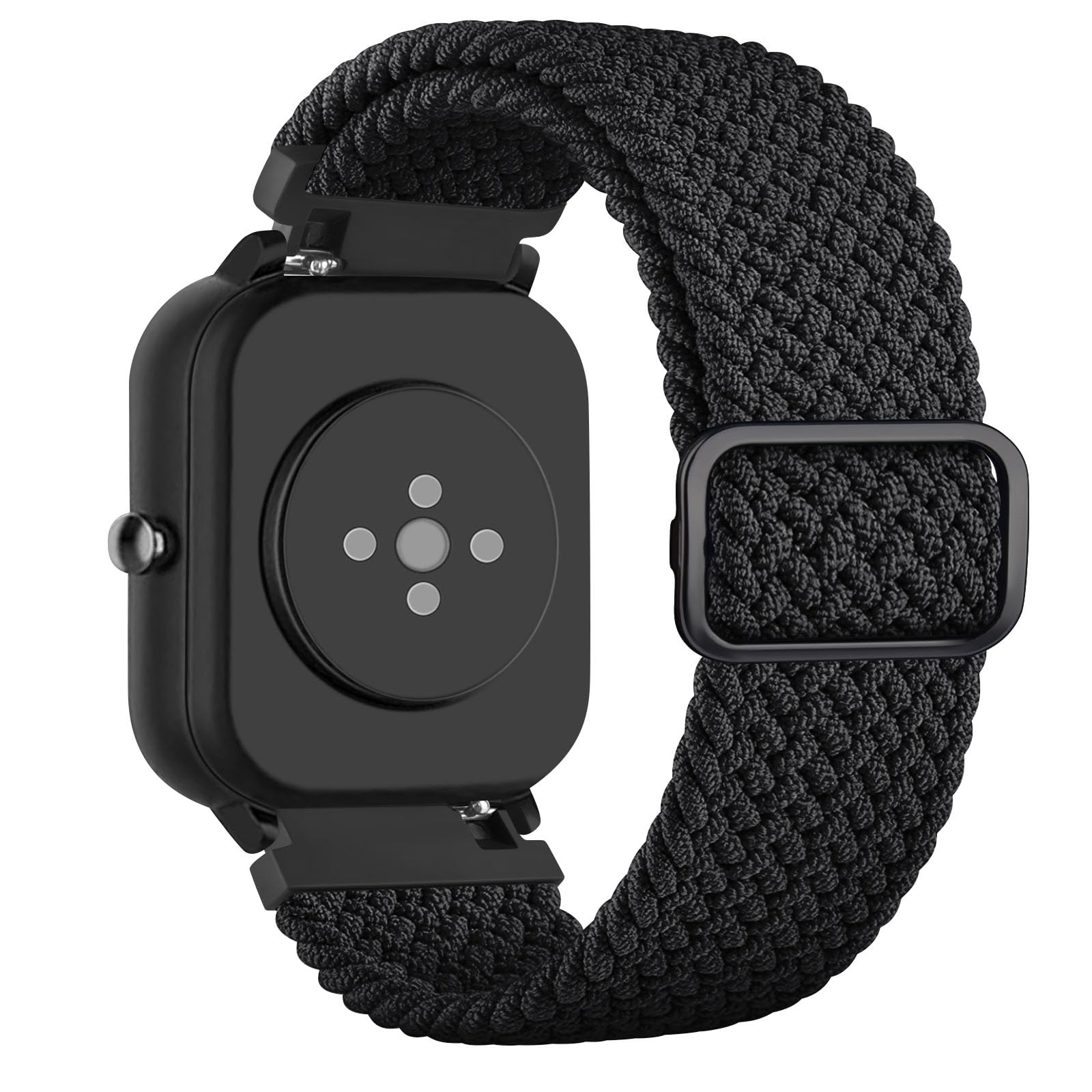 Nylon Fabric Straps for Garmin Venu Sq and Sq 2 Smart Watch, Quick Release Replacement Wristbands (Black)
