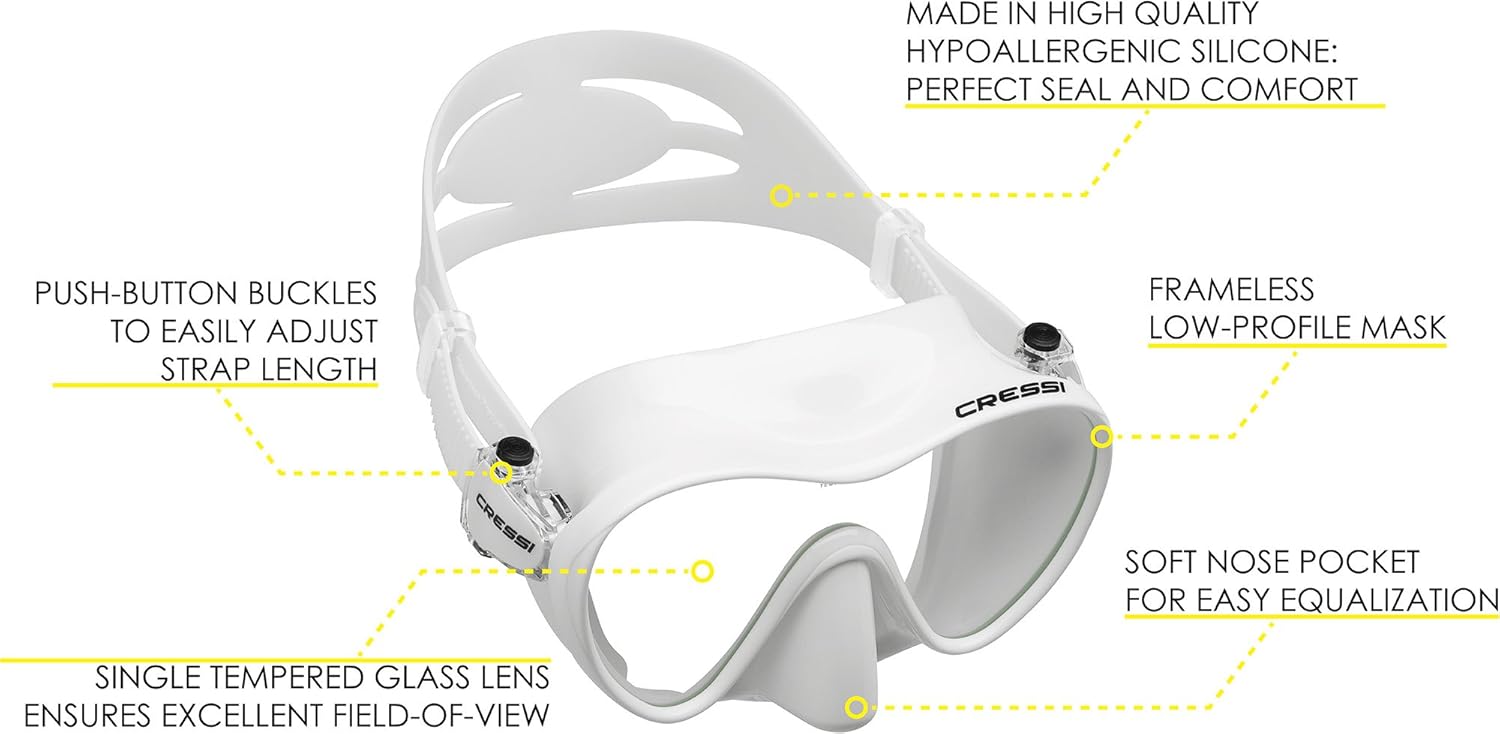 Cressi Kids Scuba Diving Snorkeling Ultra Light Weight Premium | Mini Frameless: Designed in Italy