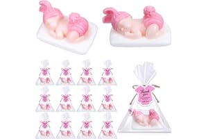 Otuuz 12 Packs Baby Shower Soap Favors Handmade Sleeping Baby Shower Scented Soap with Gift Tags for Guests Girl Boy Favors Decor (Classic Pink)