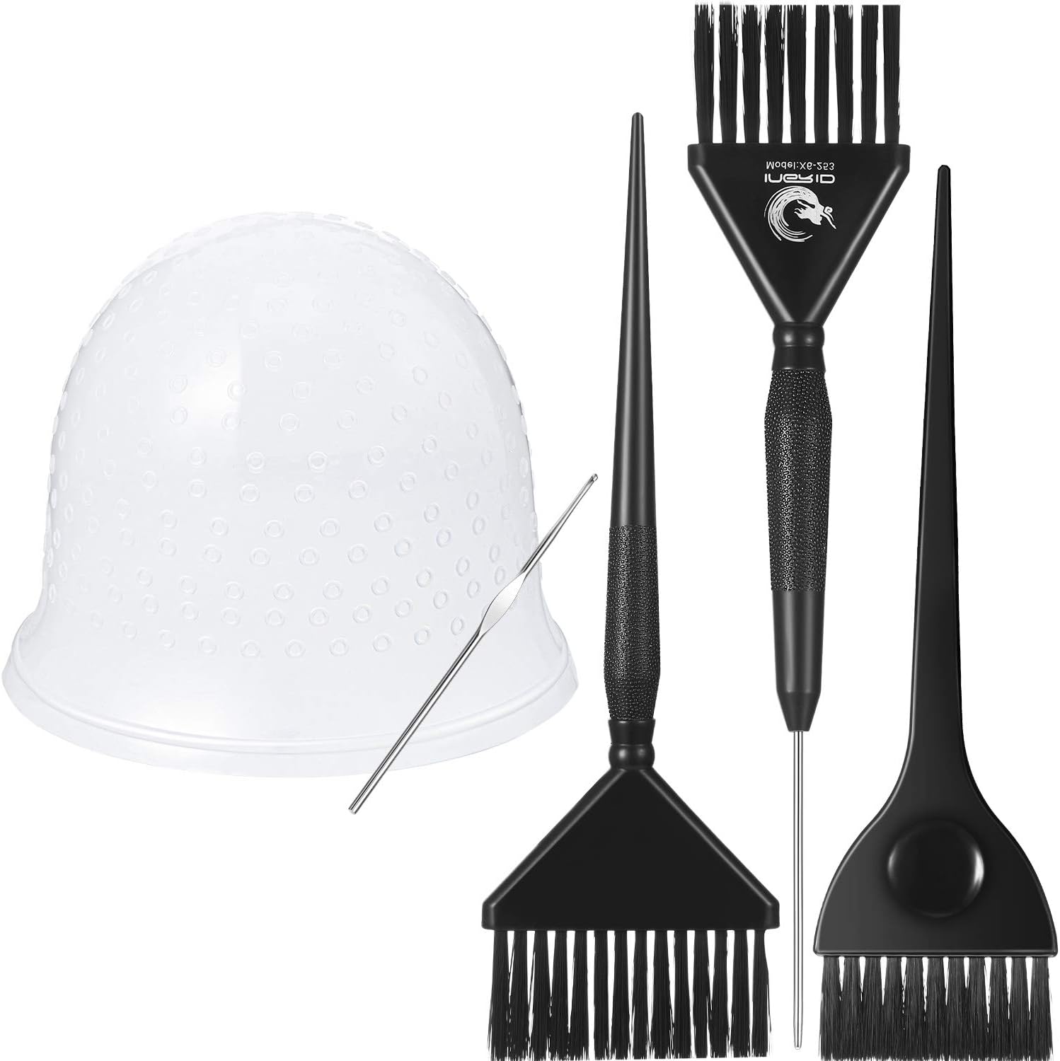 5 Pieces Hair Coloring Dyeing Kit Includes Silicone Highlight Cap with Hook, 3 Pieces Hair Dye Color Brush Hair Dyeing Comb for Women Girls Hair Salon Supplies