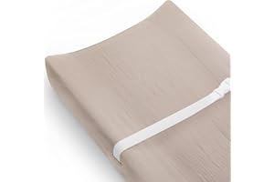 MEOWCARDS Changing Pad Cover for Baby Girls Boys, Muslin Changing Table Pad Covers with Boho Style, Neutral Color Soft and Breathable (Beige)