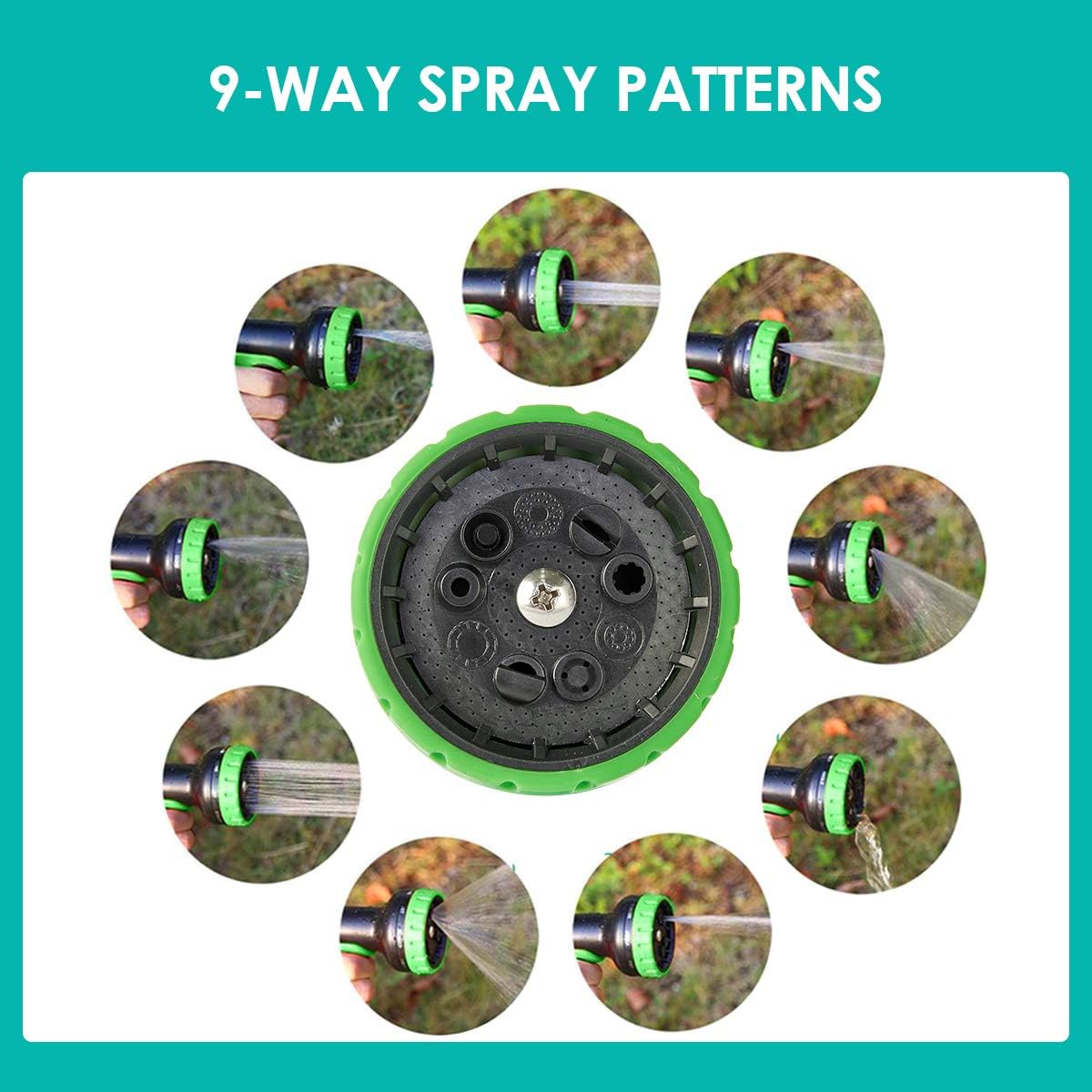 JSK Expandable Garden Hose 75FT - Flexible Water Hose with Superior Strength 3750D Fabric 3-Layers Latex Core 9-Function Spray Nozzle 3/4 Inch Brass Connectors No Kink Garden Hose Expandable : Garden & Outdoor