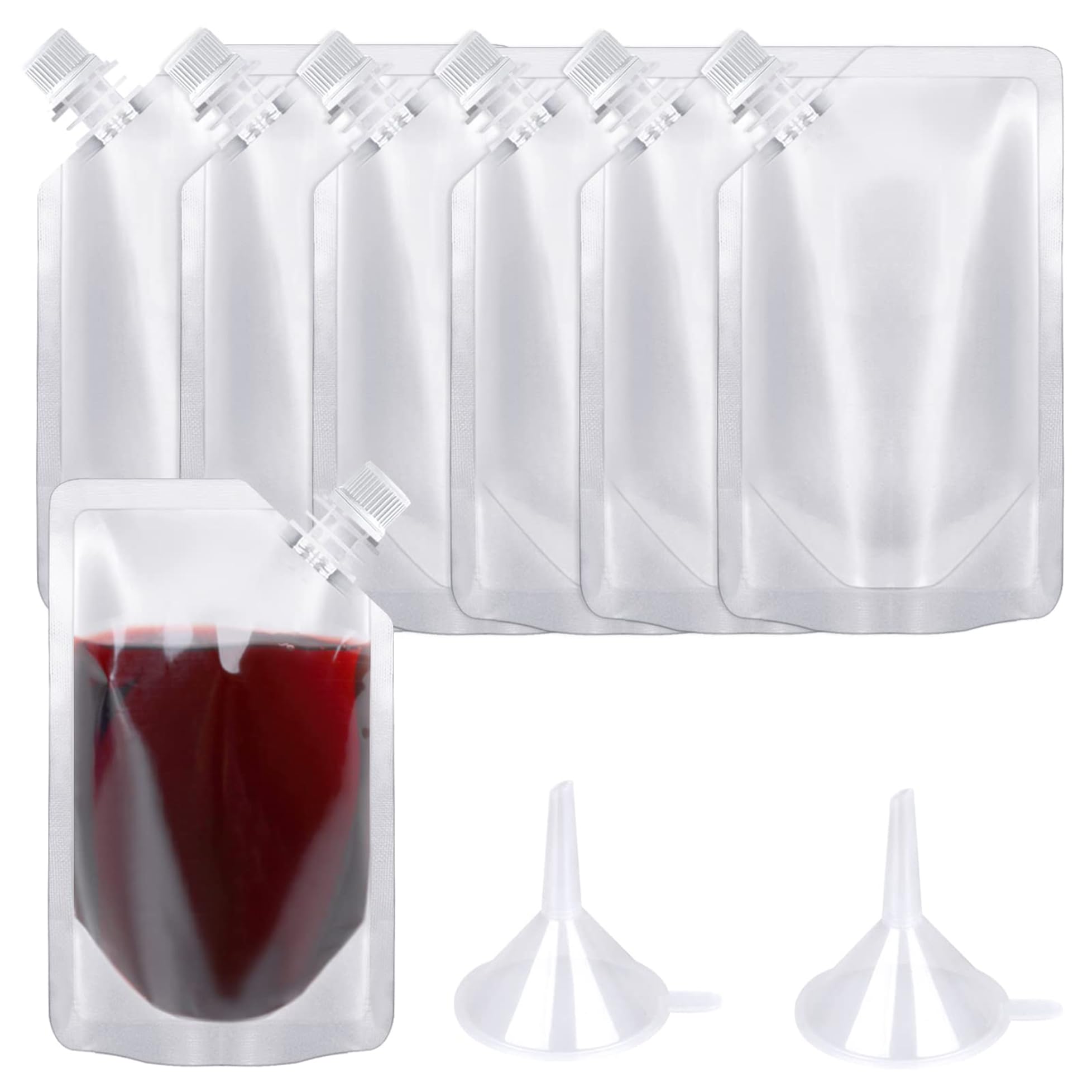 20pcs 500ml Refillable Drink Pouches, Travel Clear Plastic Drinks Flasks Cruise Kit Reusable Juice Bags Drink Container for Party Halloween Christmas Hot Cold Beverage
