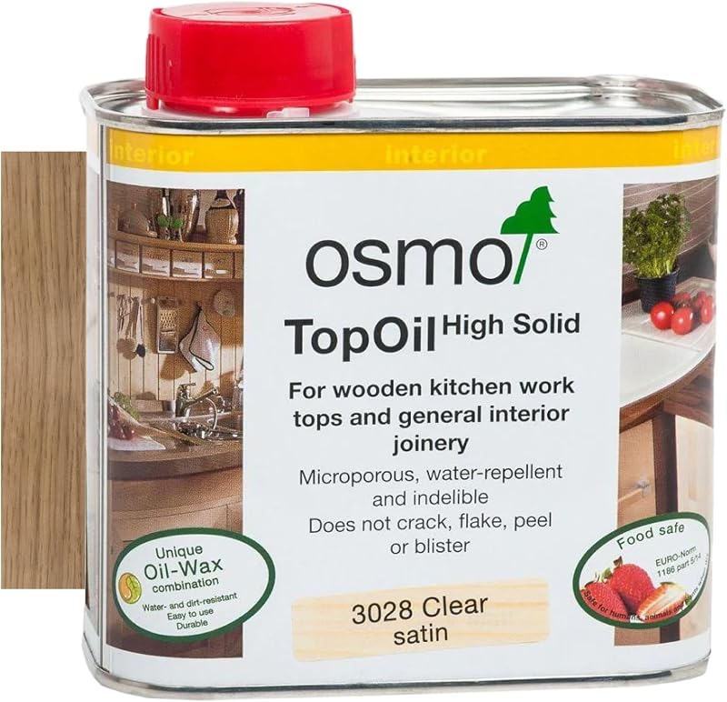 Osmo TopOil High Solid Wood Oil 3028 Clear Satin 500ml Food Safe
