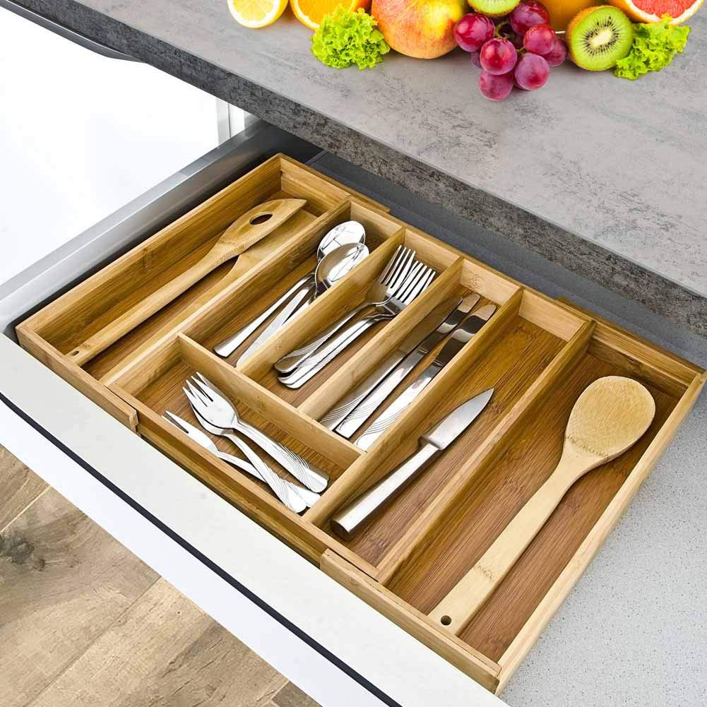 BAKAJI Drawer Cutlery Tray 33.5 x 29 x 5 cm Bamboo Naturale