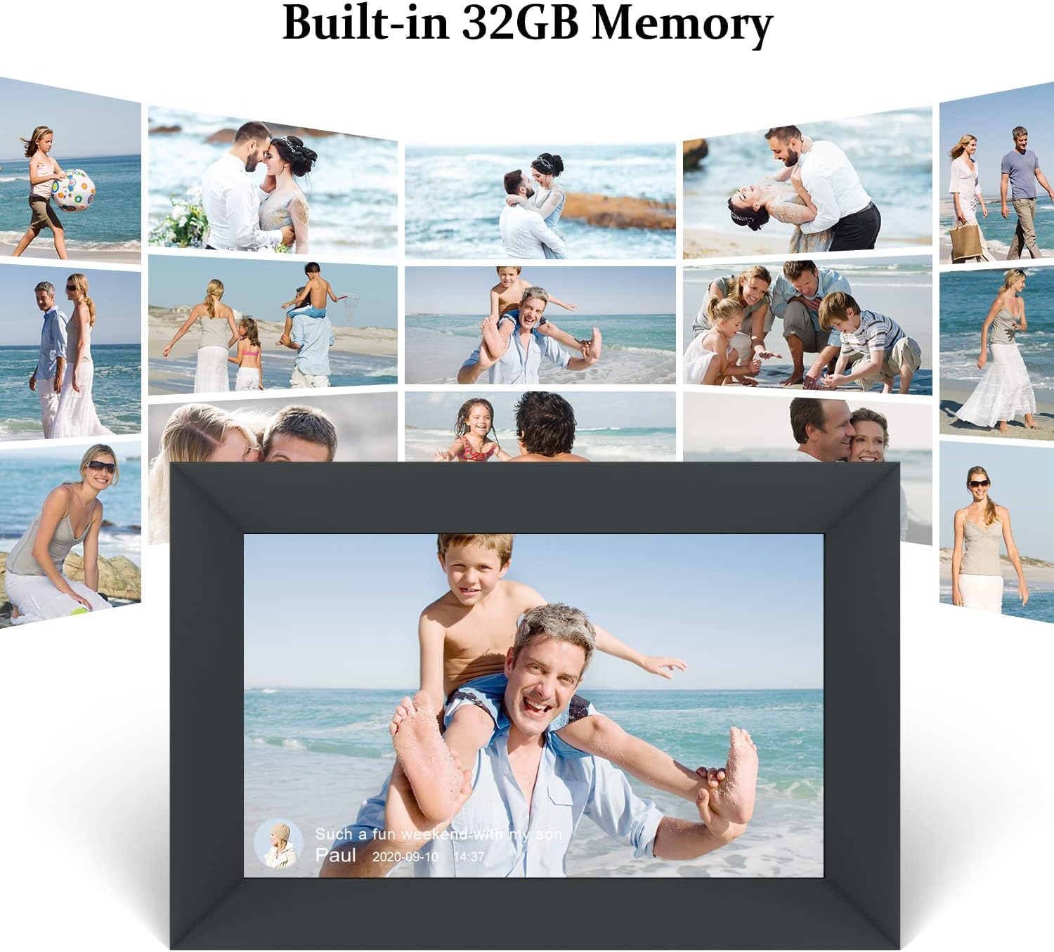 AEEZO 10.1 Inch WiFi Digital Picture Frame, IPS Touch Screen Smart Cloud Photo Frame with 32GB Storage, Easy Setup to Share Photos or Videos via AiMOR APP, Auto-Rotate, Wall Mountable (Black)