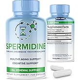 Pure Spermidine Supplement with Trihydrochloride 3HCL 10mg - 120 Capsules - Spermidine Supplements for Women for Brain, Vitality, Cell Repair, Anti Aging Supplement for Men, Longevity Supplements