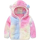 AIWUHE Toddler Boys Girls Hooded Jacket Fleece Hoodie Winter Warm Solid Color Teddy Coat Zip-up Bear Ear Sweater Fall Clothes