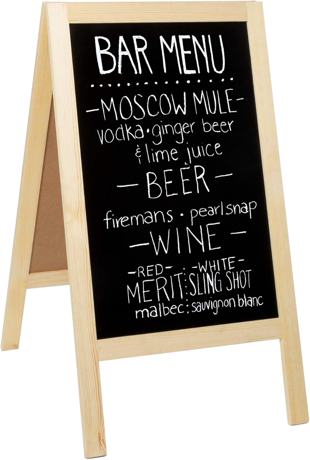 Wooden A-Frame Sign with Eraser & Chalk - Magnetic Sidewalk Chalkboard – Sturdy Freestanding Grey Sandwich Board Menu Display for Restaurant, Business or Wedding : Office Products