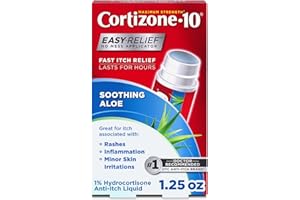 CORTIZONE 10 Cortizone-10 Maximum Strength Soothing Aloe Itch Relief No Mess Applicator, 1% Hydrocortisone, Fast-Acting, Anti-Itch Liquid for Bug Bites, Rash, Eczema, Psoriasis, 1.25 fl oz (Pack of 6)
