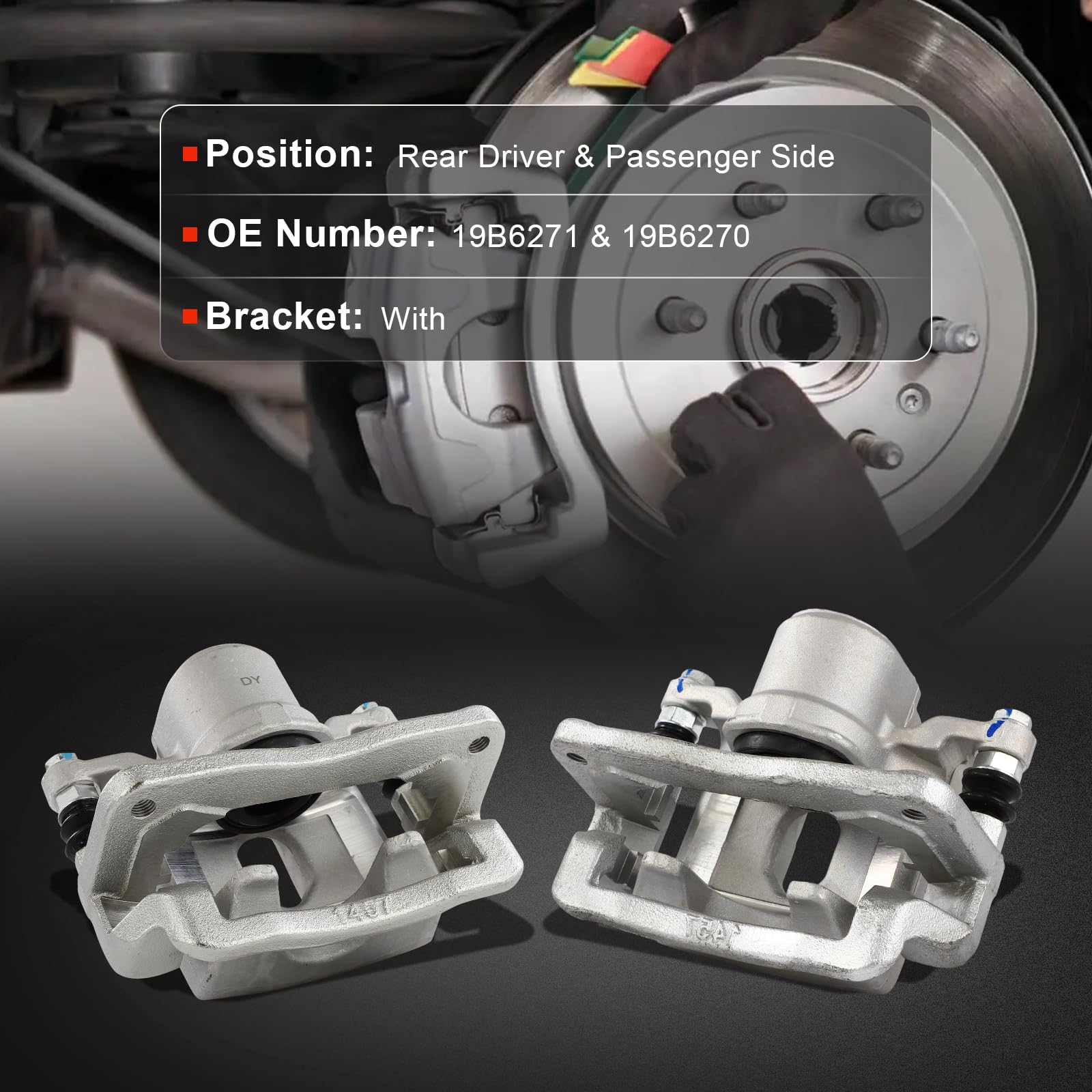 Condition photo showing New/Like New for cciyu rear left & right brake calipers assembly w/bracket 19b6271 19b6270 2010 2011 2012 for hyundai