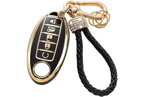 Gematay for Nissan Key Fob Cover, Key Case Shell Compatible with Nissan Rogue Altima Sentra GTR Frontier Maxima Titan Murano Kicks Juke Versa Armada Pathfinder 5 Buttons Smart Key Protector