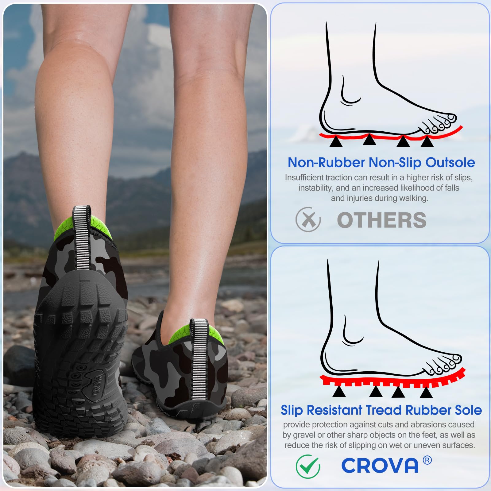 Built-in Heel Grips Water Shoes for Kids Girls Boys Hiking Wide Barefoot Swim Beach Pool Big Kid