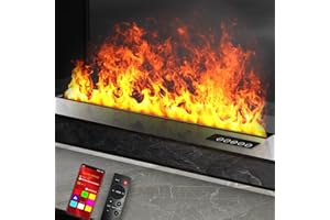 SUNLITUP 78.8" Water Vapor Fireplace Smart App Electric Fireplace 8 Colors Flame 3D Atomizing Fire Place Dimmer Electric Steam Fireplace Automatic Water Fullfill and Drainage Made with 316 Stainless Steel