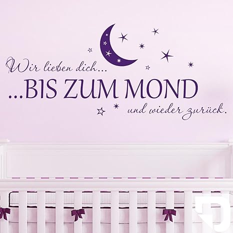 DESIGNSCAPE® Wandtattoo Wir lieben dich bis zum Mond und wieder zurück 60 x 27 cm (Breite x Höhe) weiss DW809028-S-F5