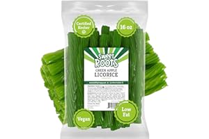 HAPPY BITES Sweet Roots Green Apple Licorice Twists – 1 Bag (16 oz) – Jumbo Size Licorice Sticks | Made with Real Fruit Juice Concentrate | Vegan, Fat Free, Kosher | Soft Gourmet Licorice Candy