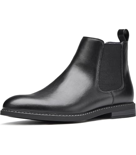 Men\'s Brogue Wingtip Chelsea Ankle Boots PU Leather Pointed Toe Slip-On Dress Amazon.com | GHIBHNA Men main image 2