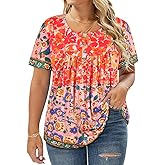 RITERA Women’s Plus Size Casual Tops V Round Neck Tshirts Blouse for Women Girls Basic Summer Black Tops Solid Color XL 5XL