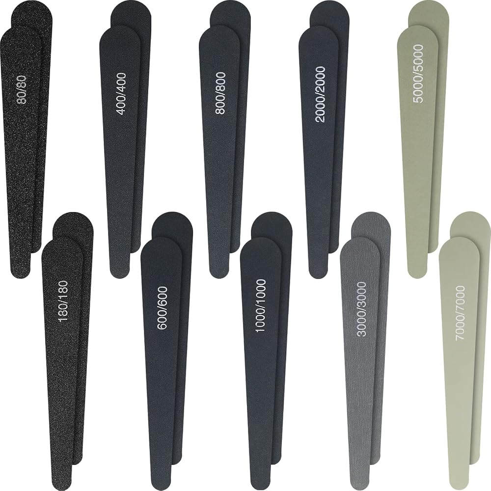 Honoson 20 Pcs Sanding Sticks Set 10 Grits for Plastic Models Wood Car Parts