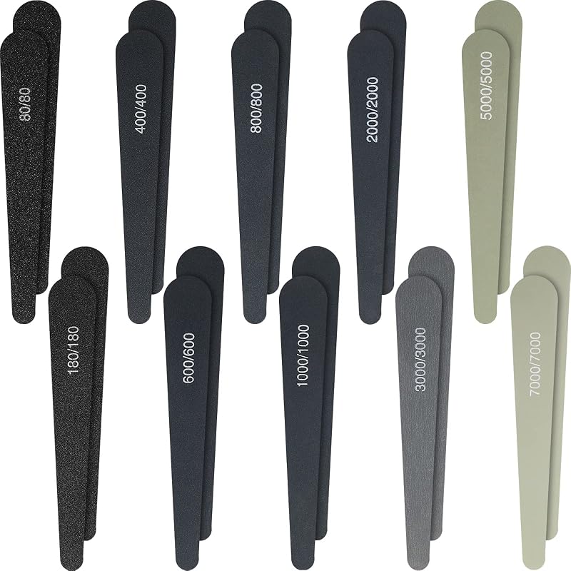 Honoson 20 Pcs Sanding Sticks Set 10 Grits for Plastic Models Wood Car Parts