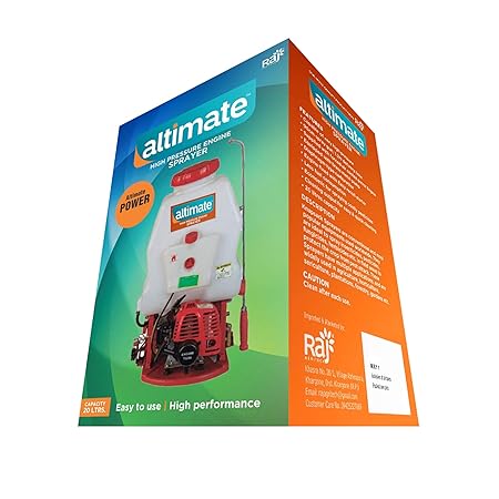 Raj AGRITECH altimate Brass Metal 4S High Pressure Engine Power Sprayer with 90cm Spray Gun - 1.2m delivery Hose