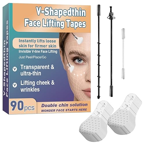 HANASCAR Face Lift Tape, 90pcs Face Tape for wrinkles, Lifting Sagging Skin, Hiding Double Chin & Wrinkles for Eyes, Face, Neck