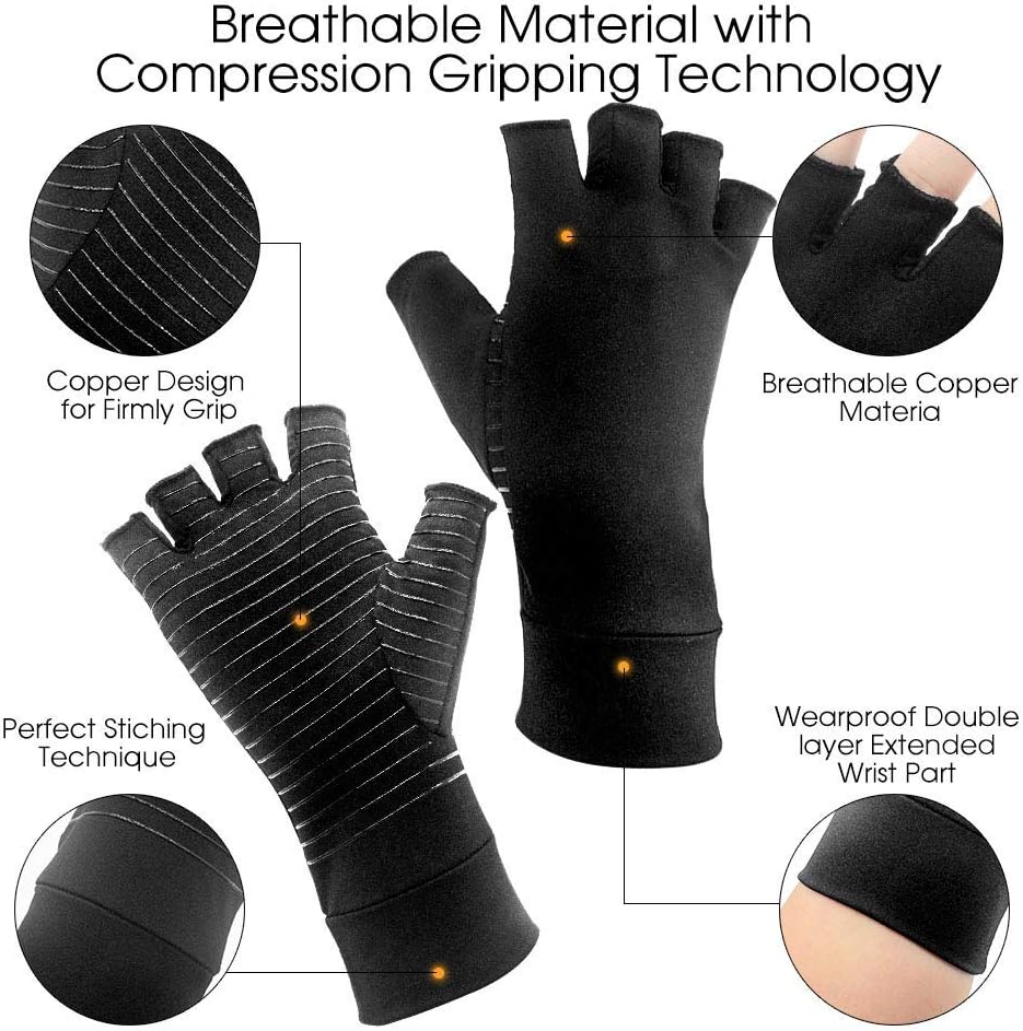 Arthritis Gloves for Women and Men Fingerless Hand Gloves for Osteoarthritis Tendonitis Pain Relief Compression Gloves for Carpal Tunnel Typing and Daily Support for Hands (Medium): Health & Personal Care