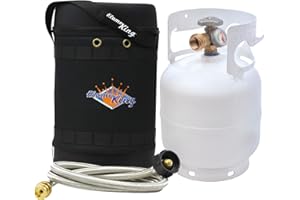 Flame King Gas Hauler Pro Kit - Insulated Protective Carry Case, 5LB Propane Tank with Built-in Gauge and 5-FT Adapter Hose for Camping and Outdoor Adventures
