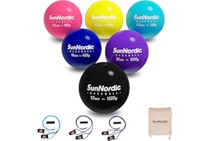 SunNordic 6/9 Pack Plyometric Weighted Baseball Set (3.5-16/35/53/70 oz) - Variable Weight Plyo Baseballs for Improved Power & Pitching Training - for All Skill Levels
