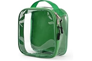 fiezkaa TSA Approved 1 Quart Clear Toiletry Bag/Transparent Liquids Pouch/Travel Cosmetic Bag for Women Carry On Makeup Bag with Zipper 3-1-1 Compliant for Airport Security (Green)